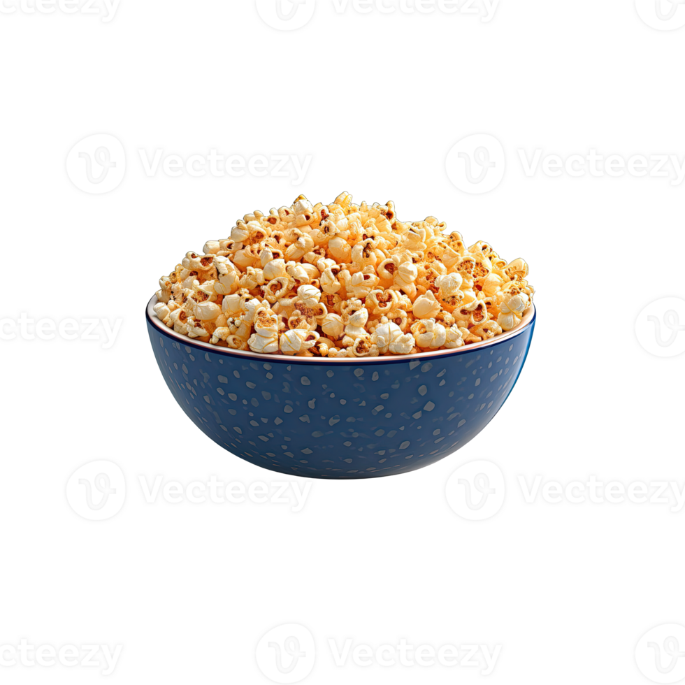 Popcorn in bowl isolated on transparent background. png