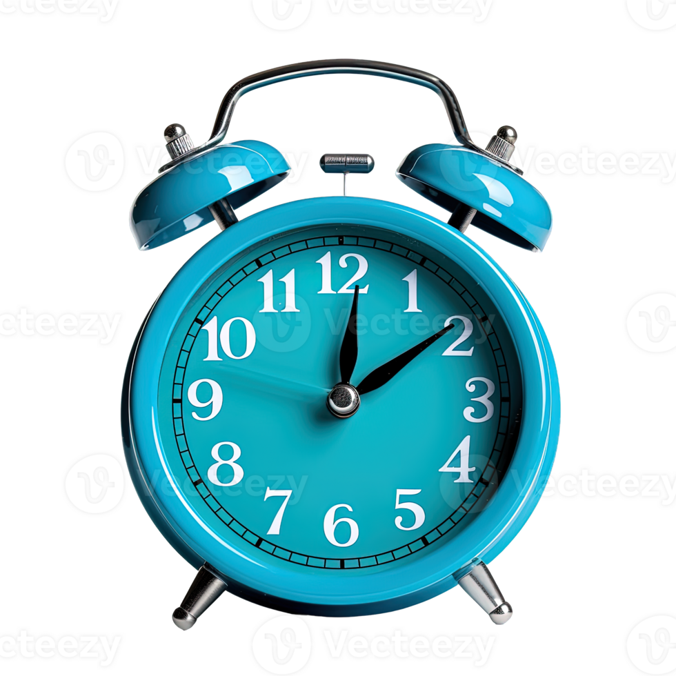 Blue alarm clock on a transparent background. png