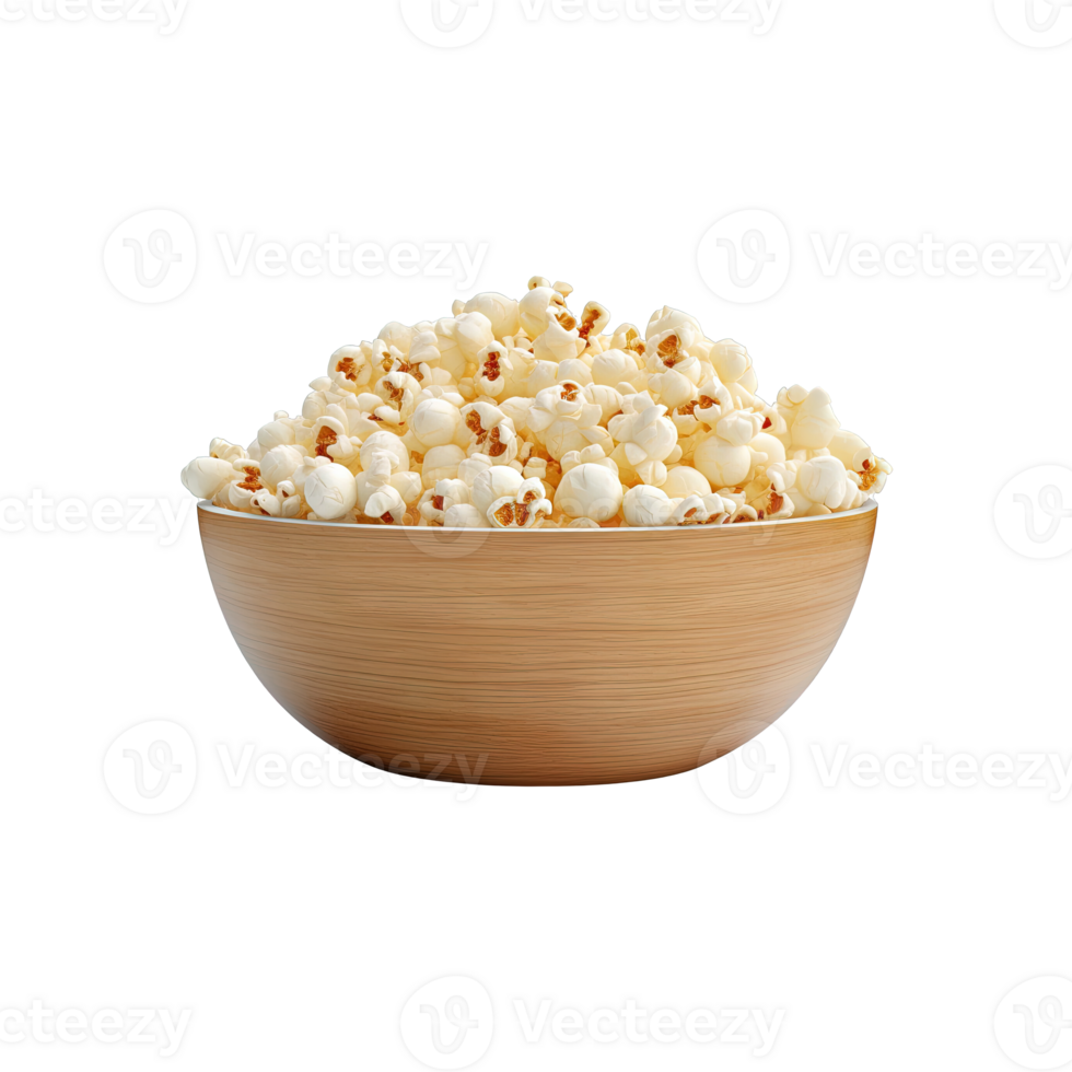 Popcorn in bowl isolated on transparent background. png