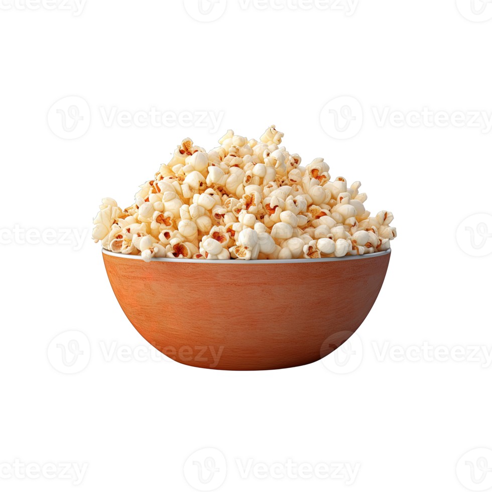 Popcorn in bowl isolated on transparent background. png