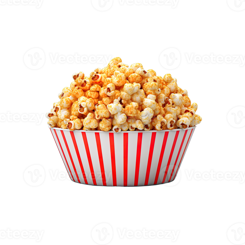 Popcorn in bucket isolated on transparent background. png