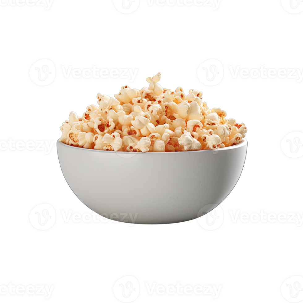 Popcorn in bowl isolated on transparent background. png