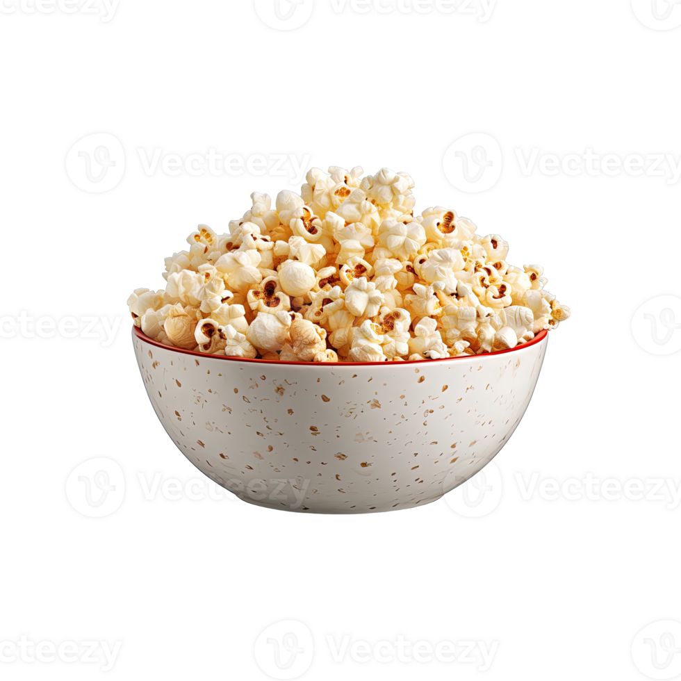 Popcorn in bowl isolated on transparent background. png