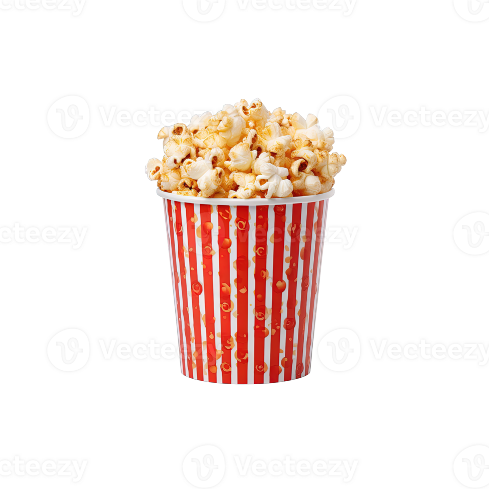 Popcorn nel secchio isolato su trasparente sfondo. ai generato png