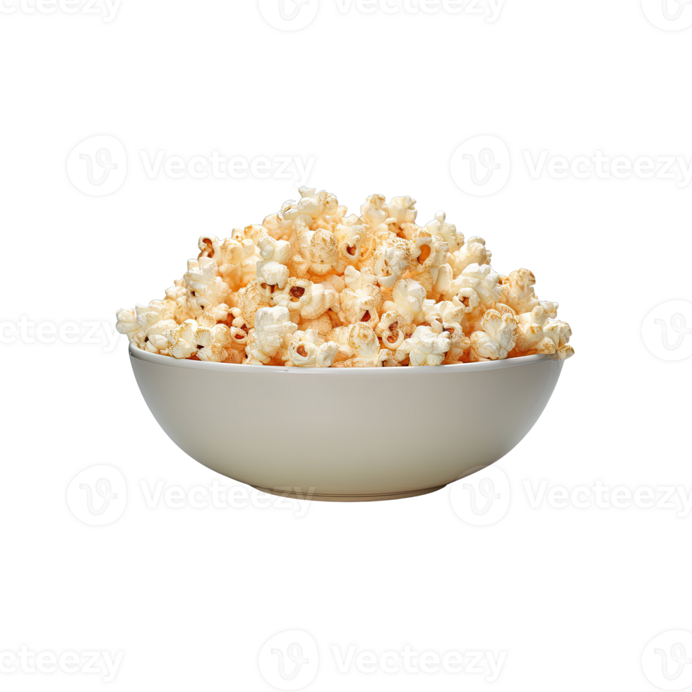 Popcorn in bowl isolated on transparent background. png