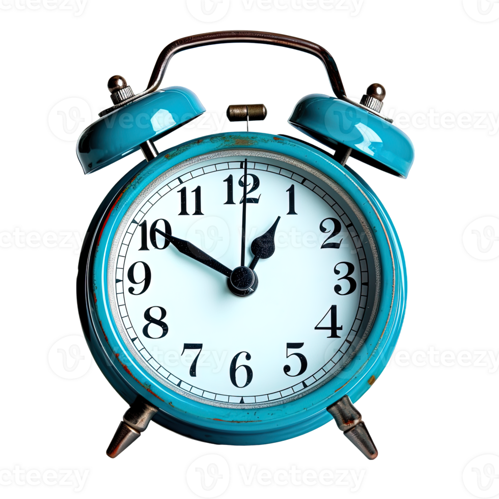 Blue alarm clock on a transparent background. png