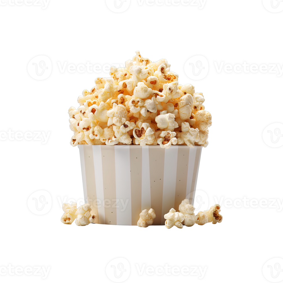 Popcorn in bucket isolated on transparent background. png