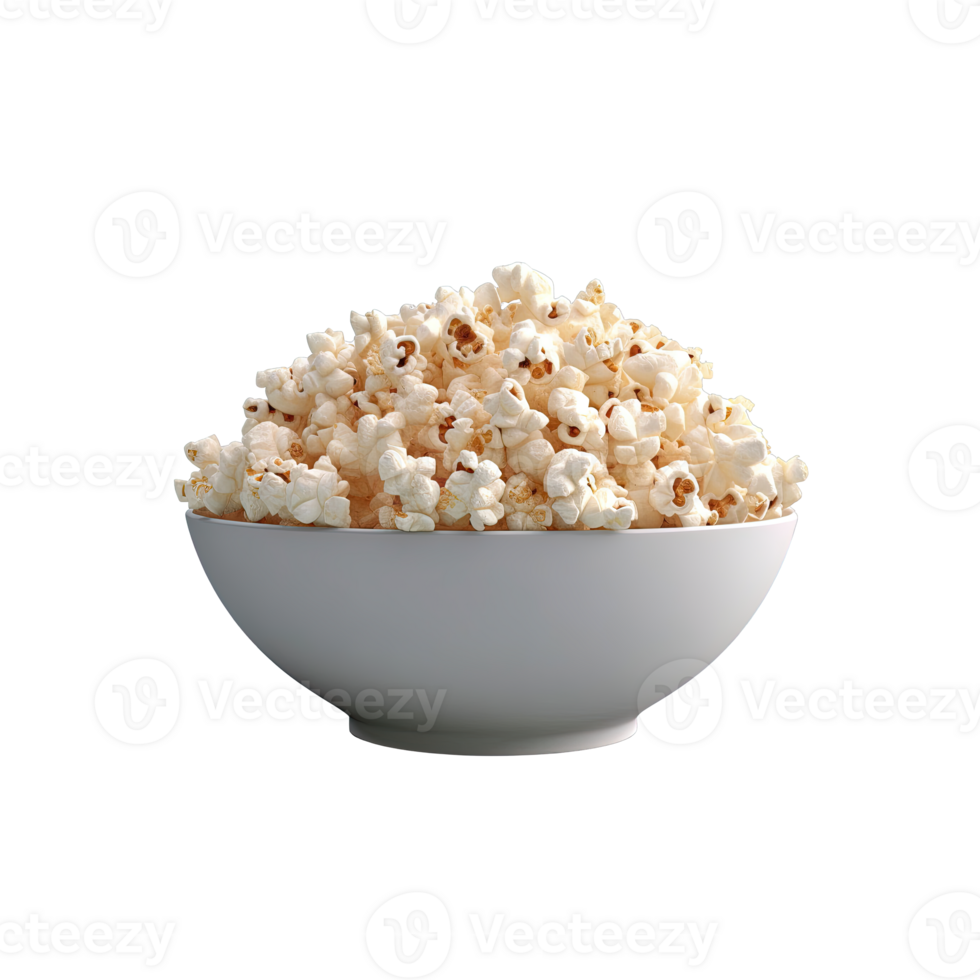 Popcorn in bowl isolated on transparent background. png
