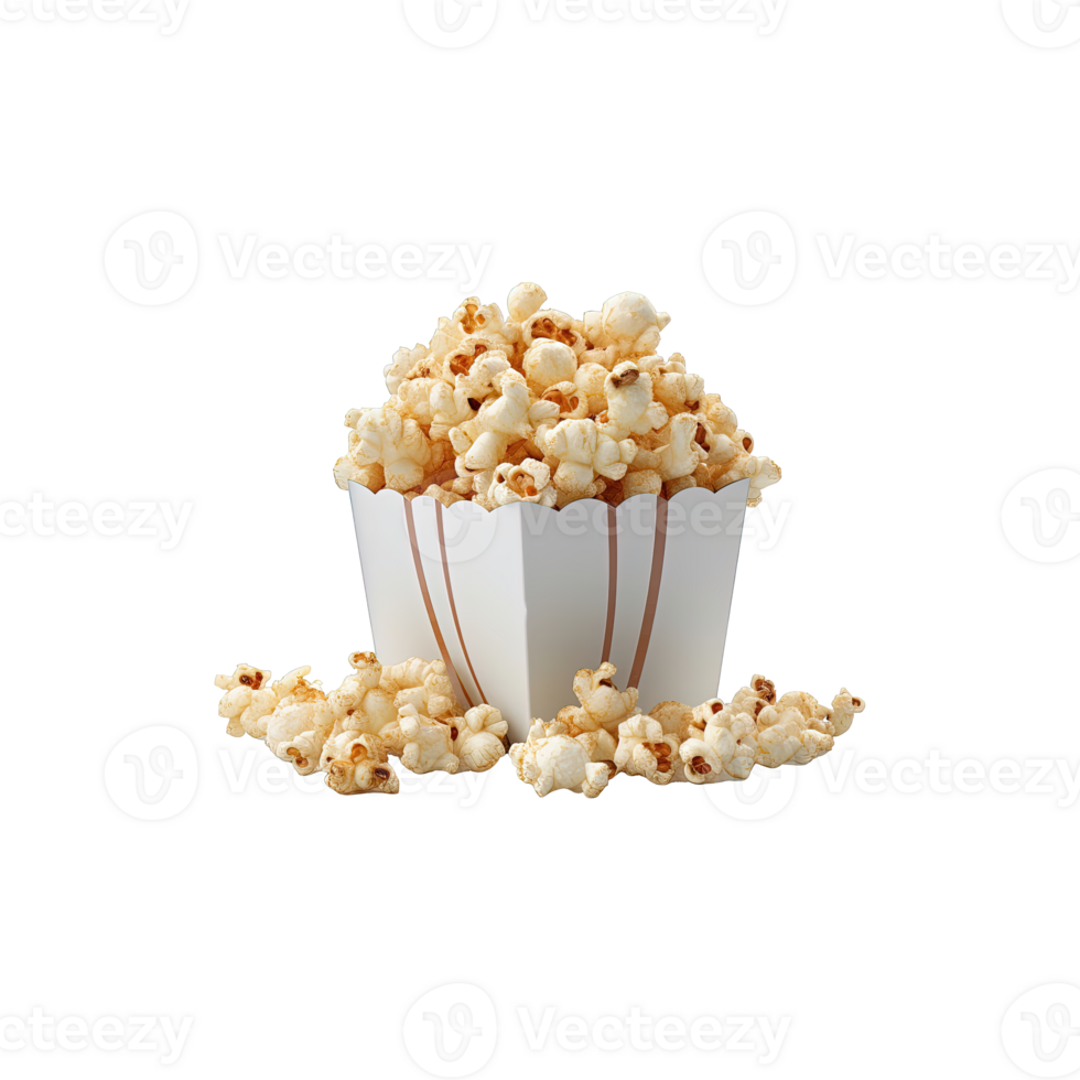 Popcorn in paper box isolated on transparent background. png