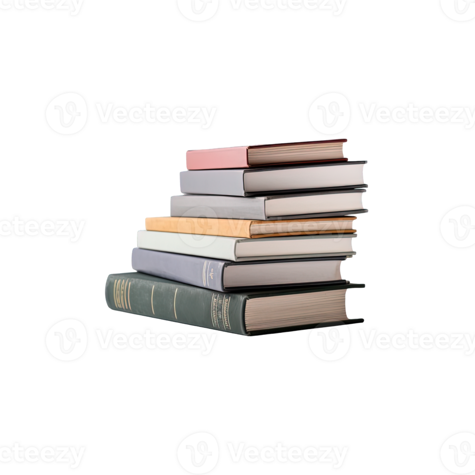 A pile of books on a transparent background. png