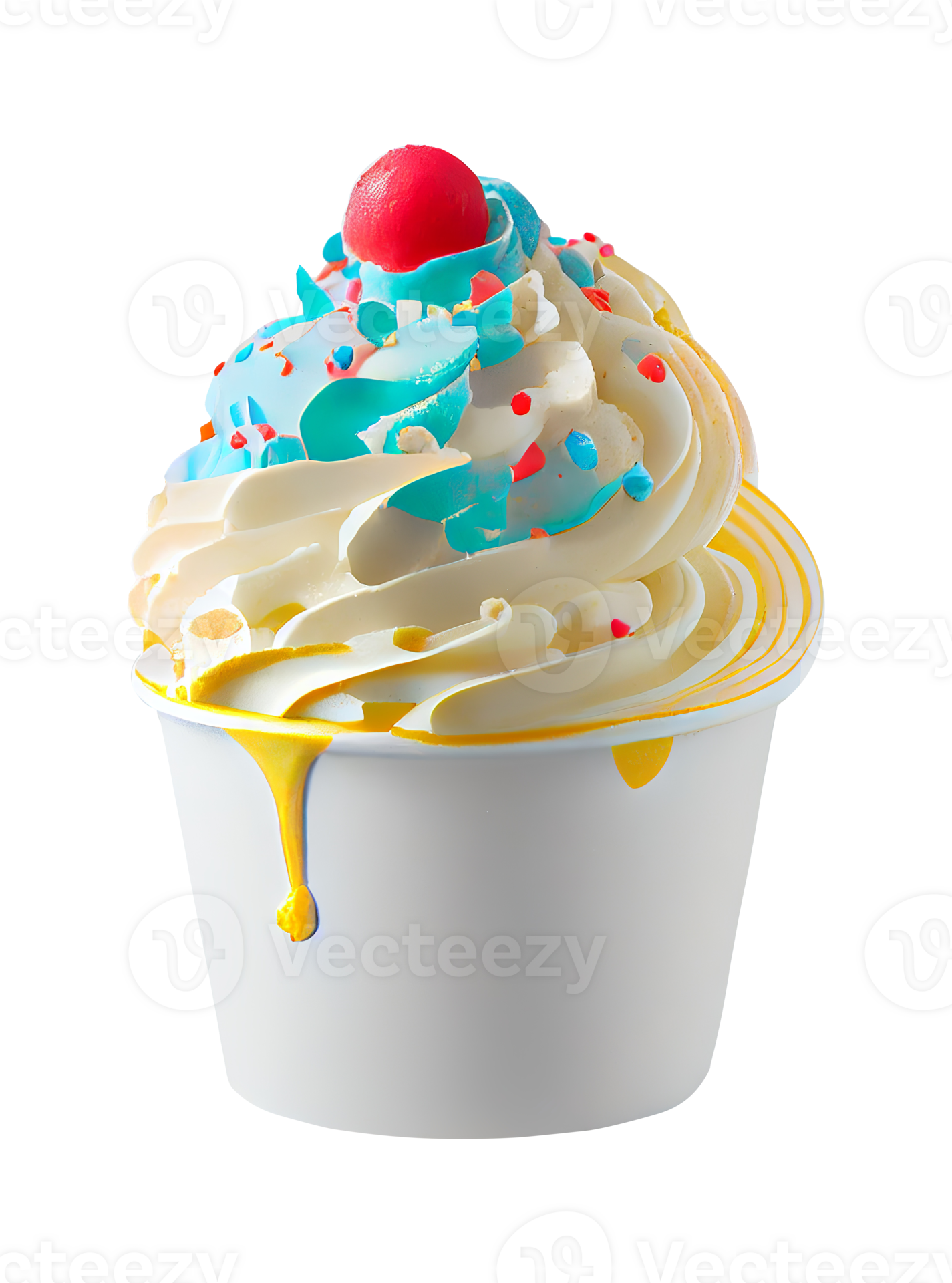 Tasty colorful ice cream cup with syrups and fruits on transparent background 24108036 PNG