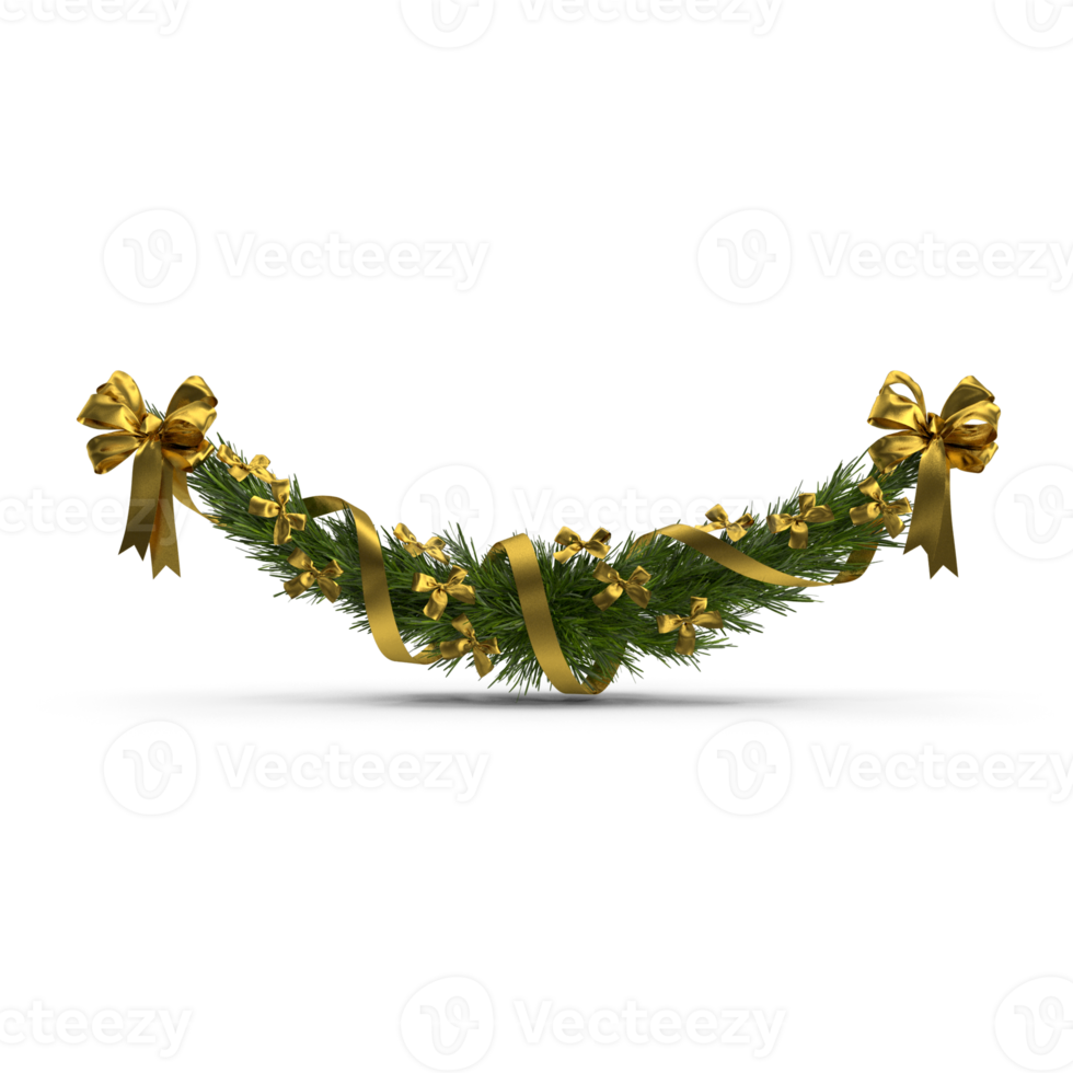 Fresh christmas garland on transparent background png