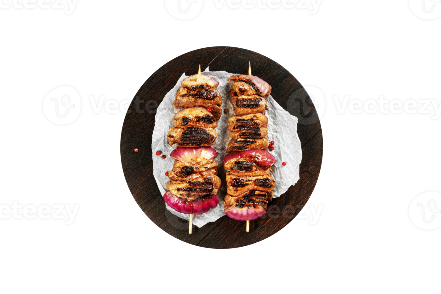Grilled meat skewers barbecue on transparent background png