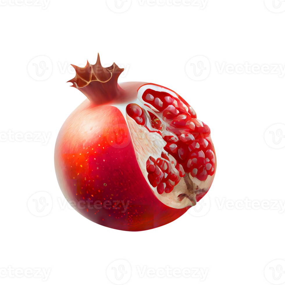 Fresh pomegranate with red seeds isolated on transparent background png