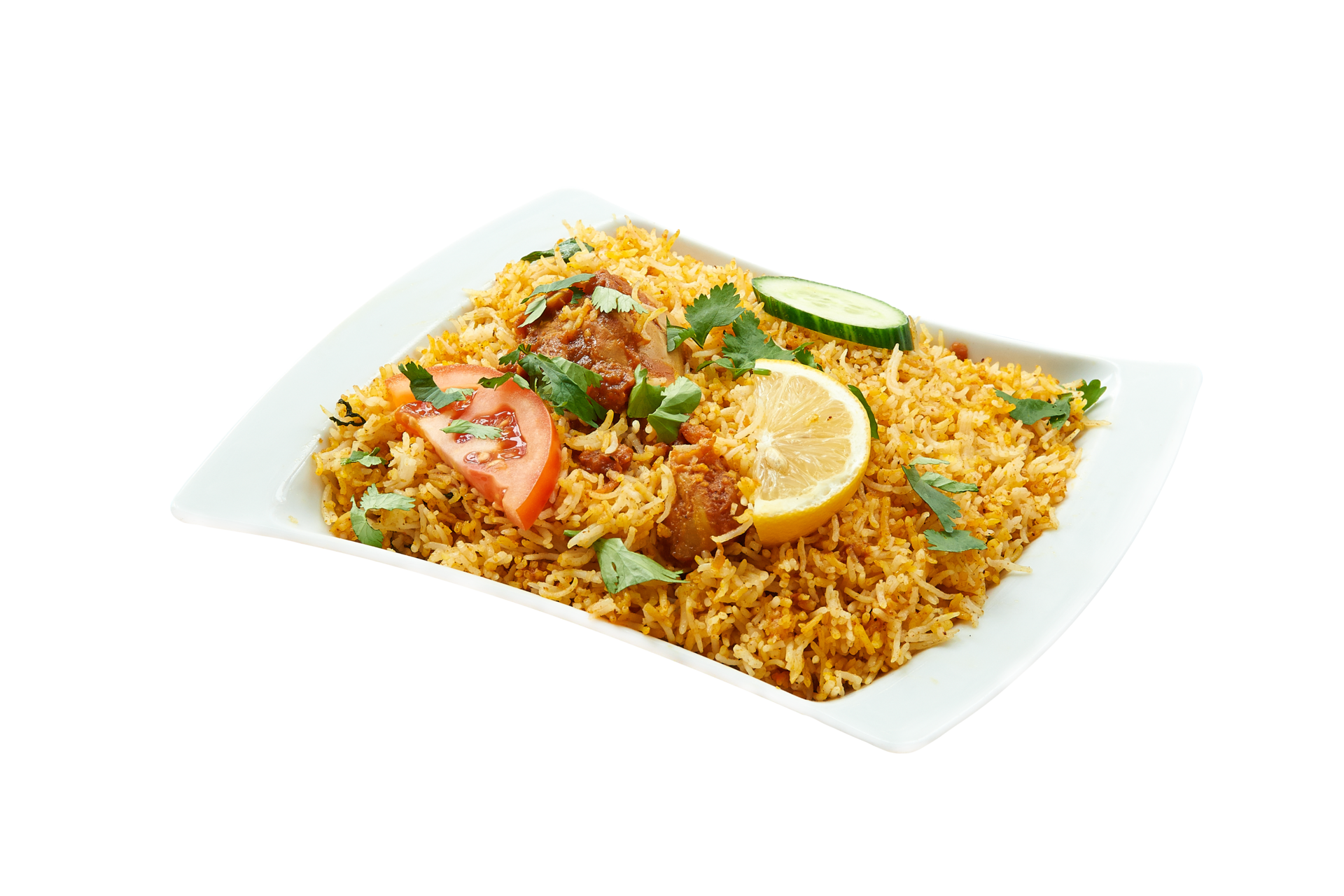 Tasty Chicken Biryani On White Tray With Transparent Background tasty-chicken-biryani-on-white-tray-with-transparent-background