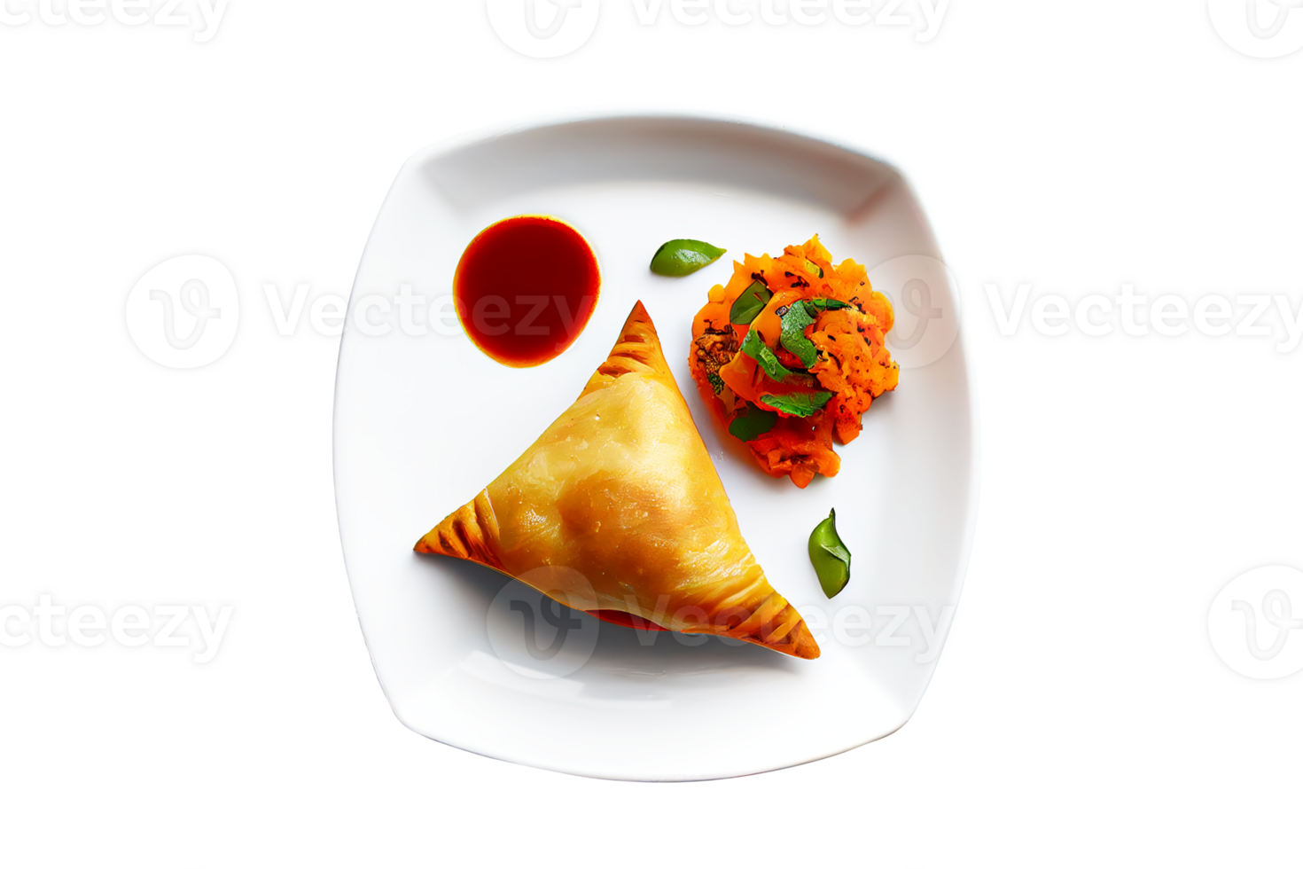 Crispy fried samosa isolated on transparent background png