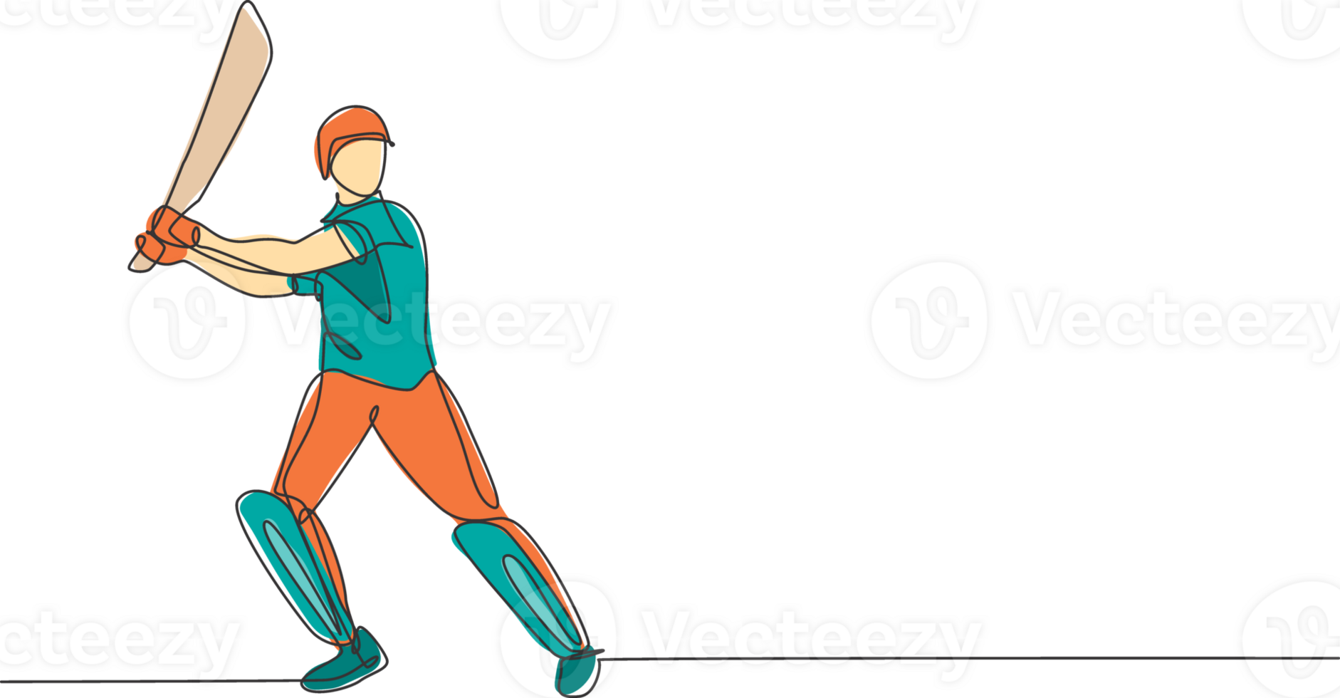 One continuous line drawing of young happy woman cricket player stance standing to hit the ball illustration. Competitive sport concept. Dynamic single line draw design for advertisement poster png