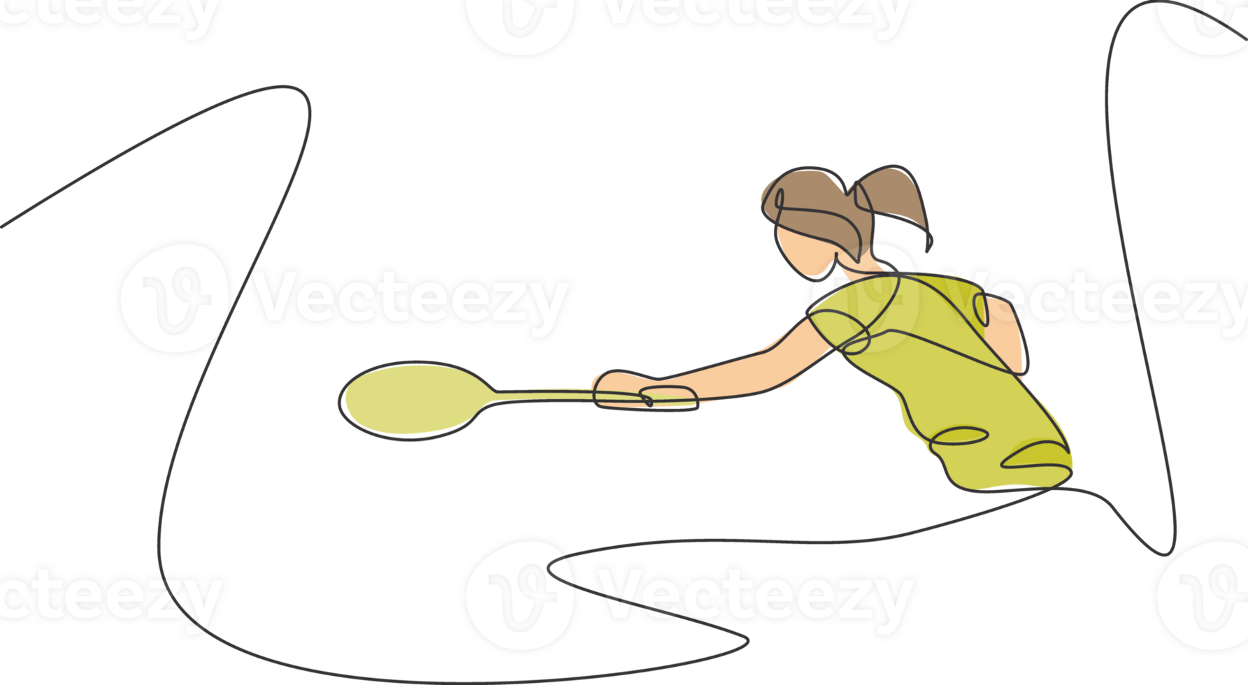 One continuous line drawing of young badminton player hit shuttlecock with racket. Sport training concept. Dynamic single line draw design illustration for tournament match promotion poster png