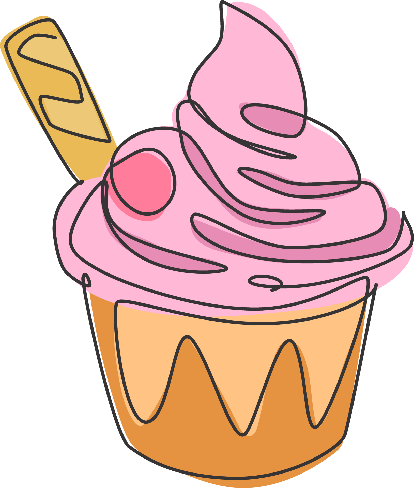 One Continuous Line Drawing Of Fresh Delicious Sundae Ice Cream Cup one-continuous-line-drawing-of-fresh-delicious-sundae-ice-cream-cup
