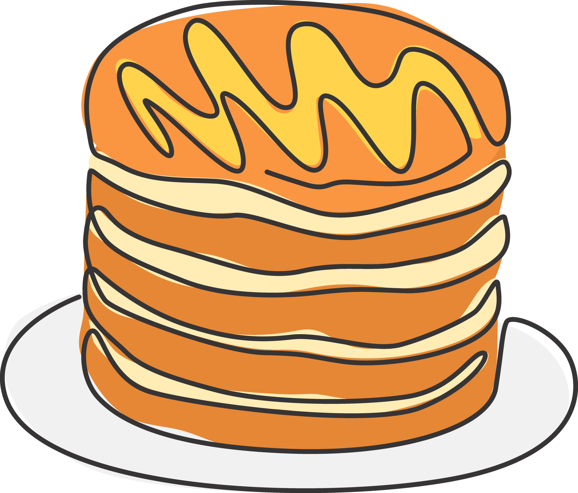 one-continuous-line-drawing-of-fresh-delicious-american-pancake-piled