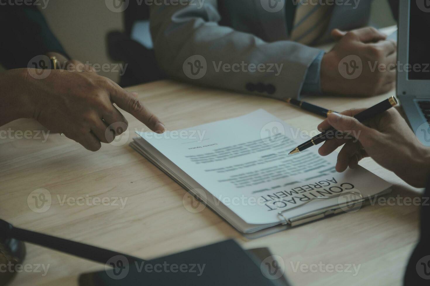 Customer service good cooperation, Consultation between a Businessman and Male lawyer or judge consult having team meeting with client, Law and Legal services concept. photo