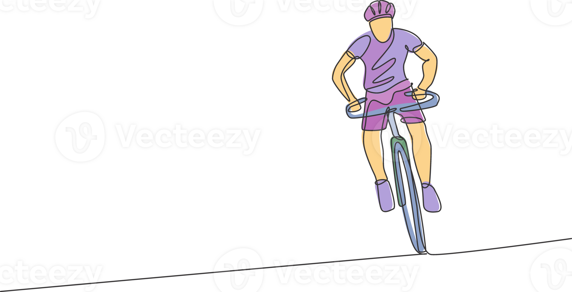 Single continuous line drawing young agile man cyclist focus training his endurance. Sport lifestyle concept. Trendy one line draw design illustration graphic for cycling race promotion media png