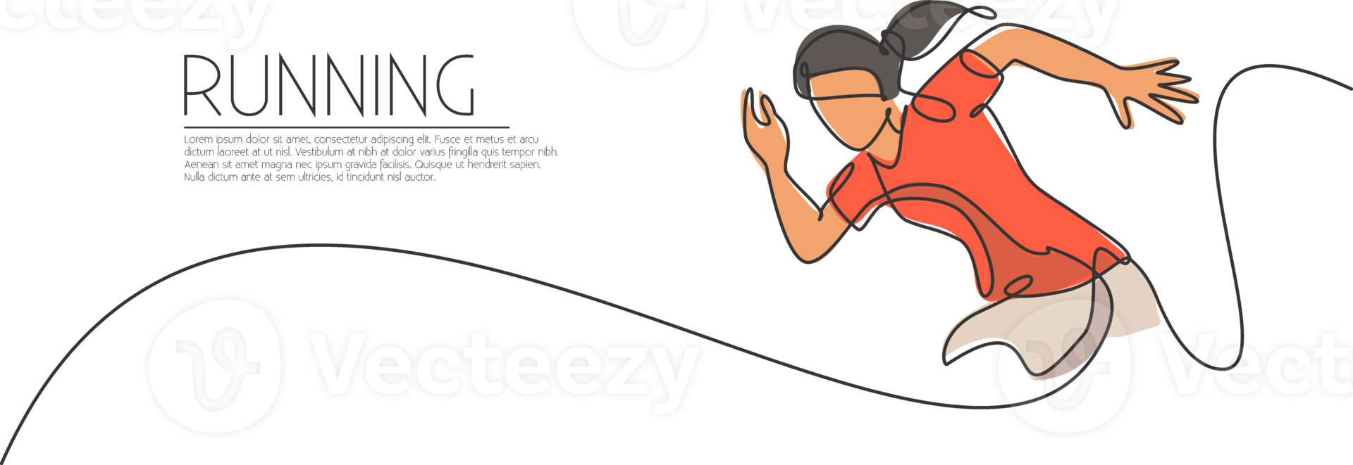 enda kontinuerlig linje teckning av ung vig kvinna löpare sprinta