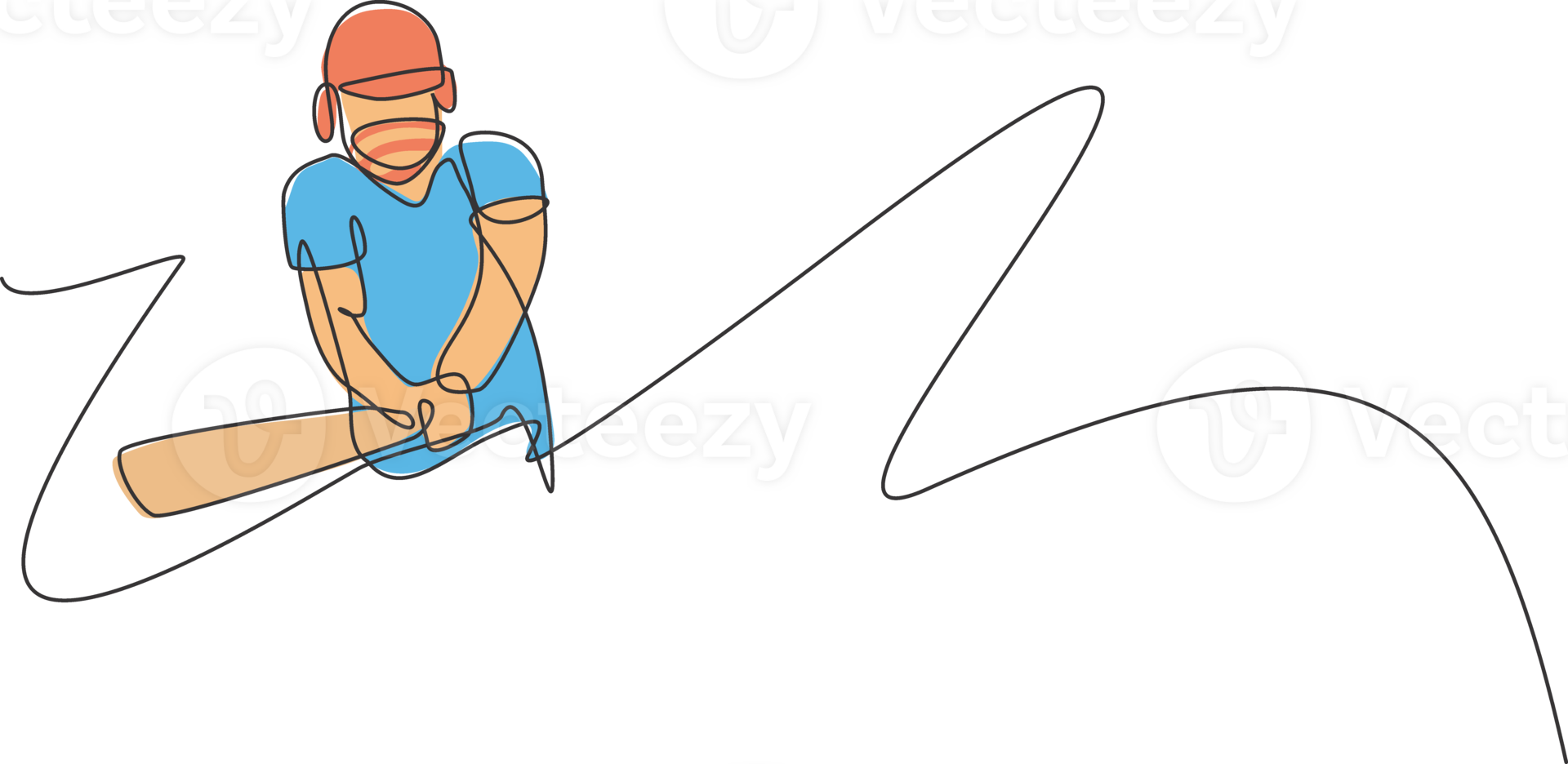 One continuous line drawing of young happy man cricket player hit the ball to home run illustration. Competitive sport concept. Dynamic single line draw design for cricket advertisement poster png