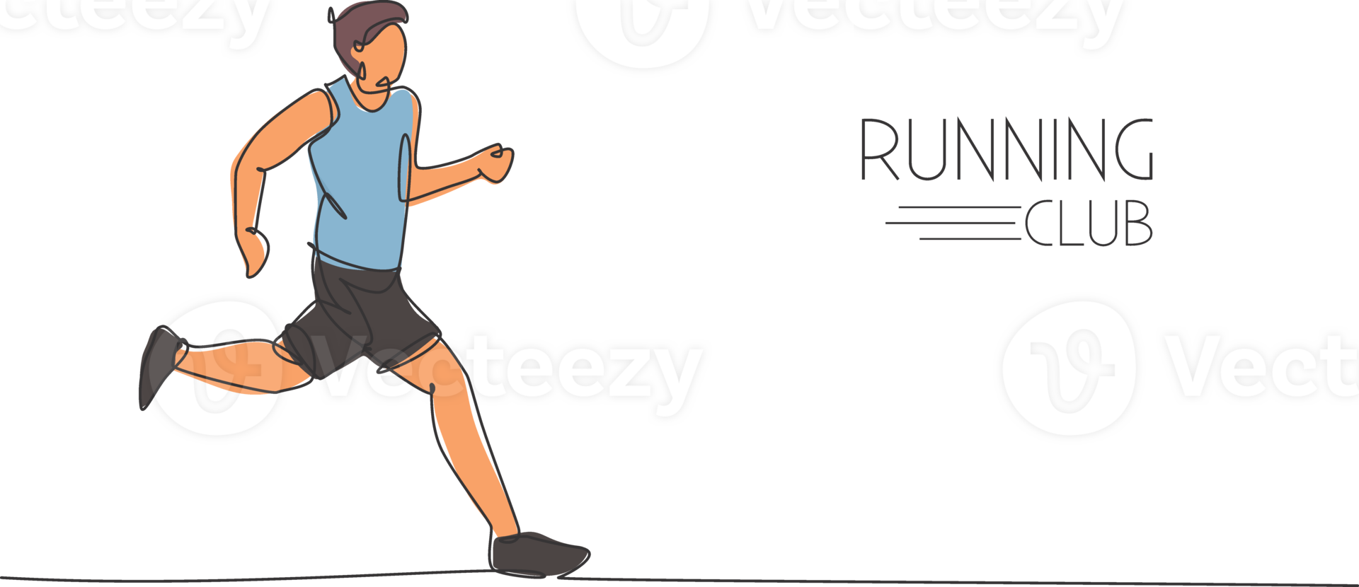 einer kontinuierlich Linie Zeichnung von jung Mann Athlet Läufer Lauf