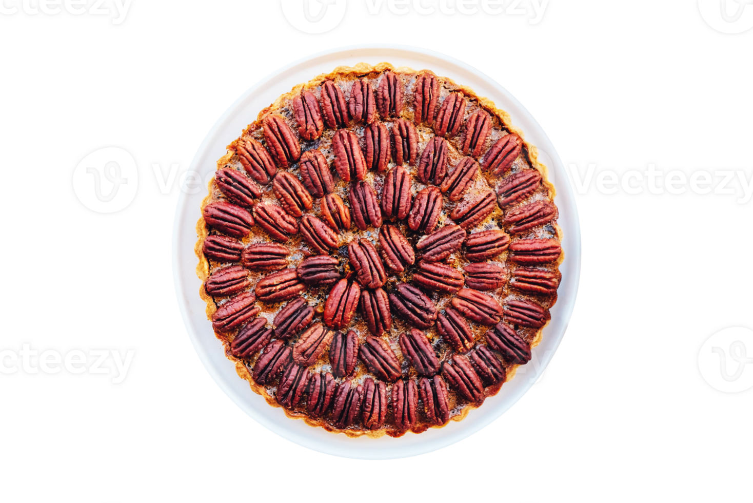 Tasty home made pecan pie with transparent background png