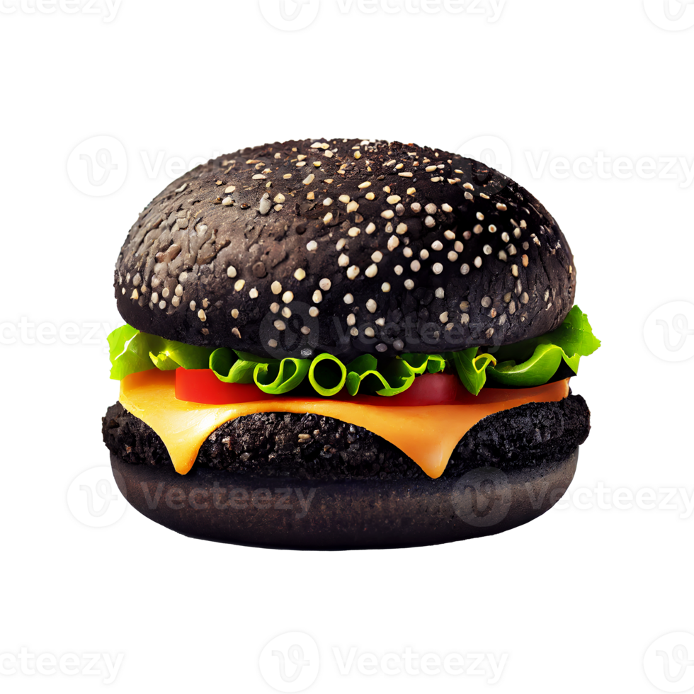sabroso negro hamburguesa aislado en transparente antecedentes png