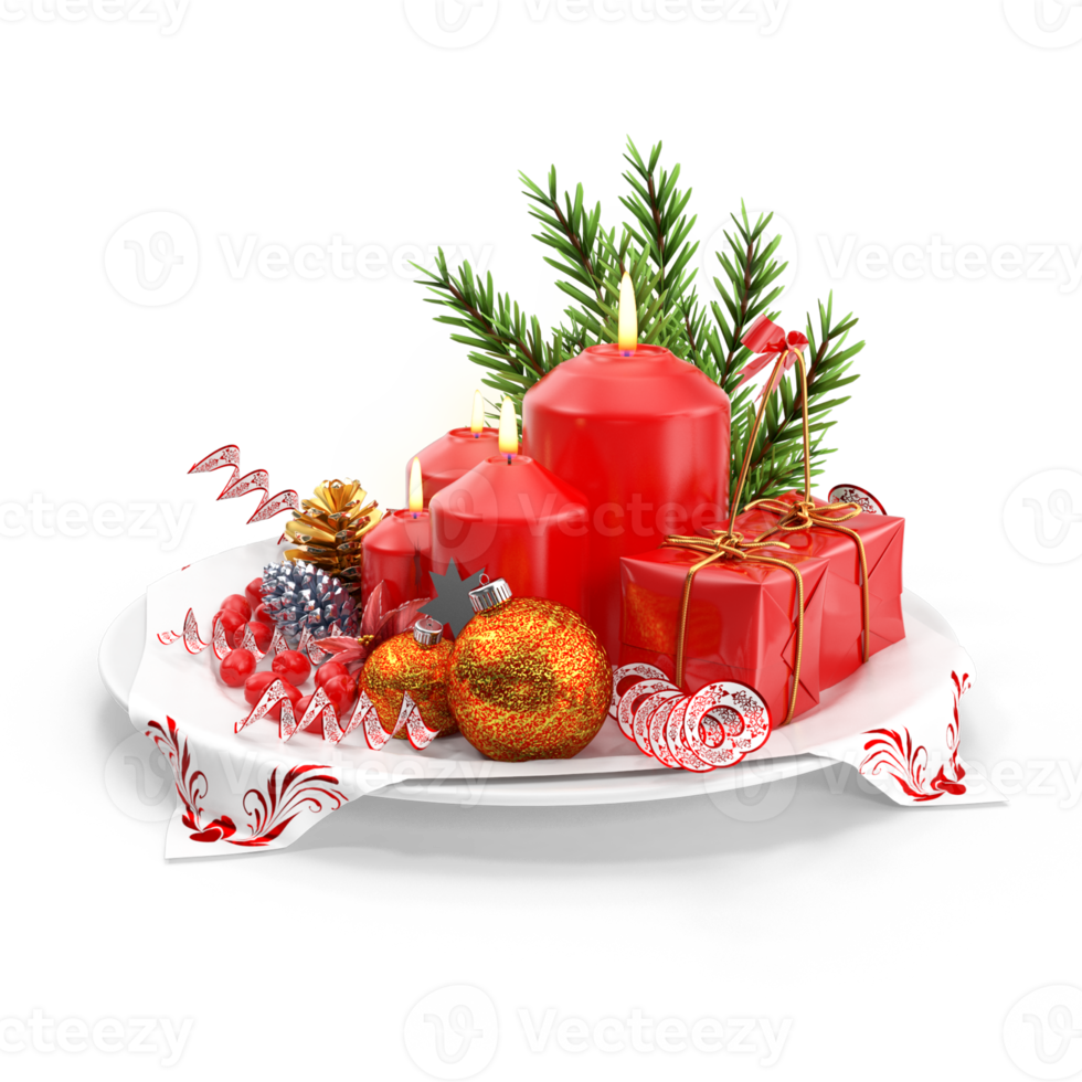 Christmas decoration items isolated on transparent background png