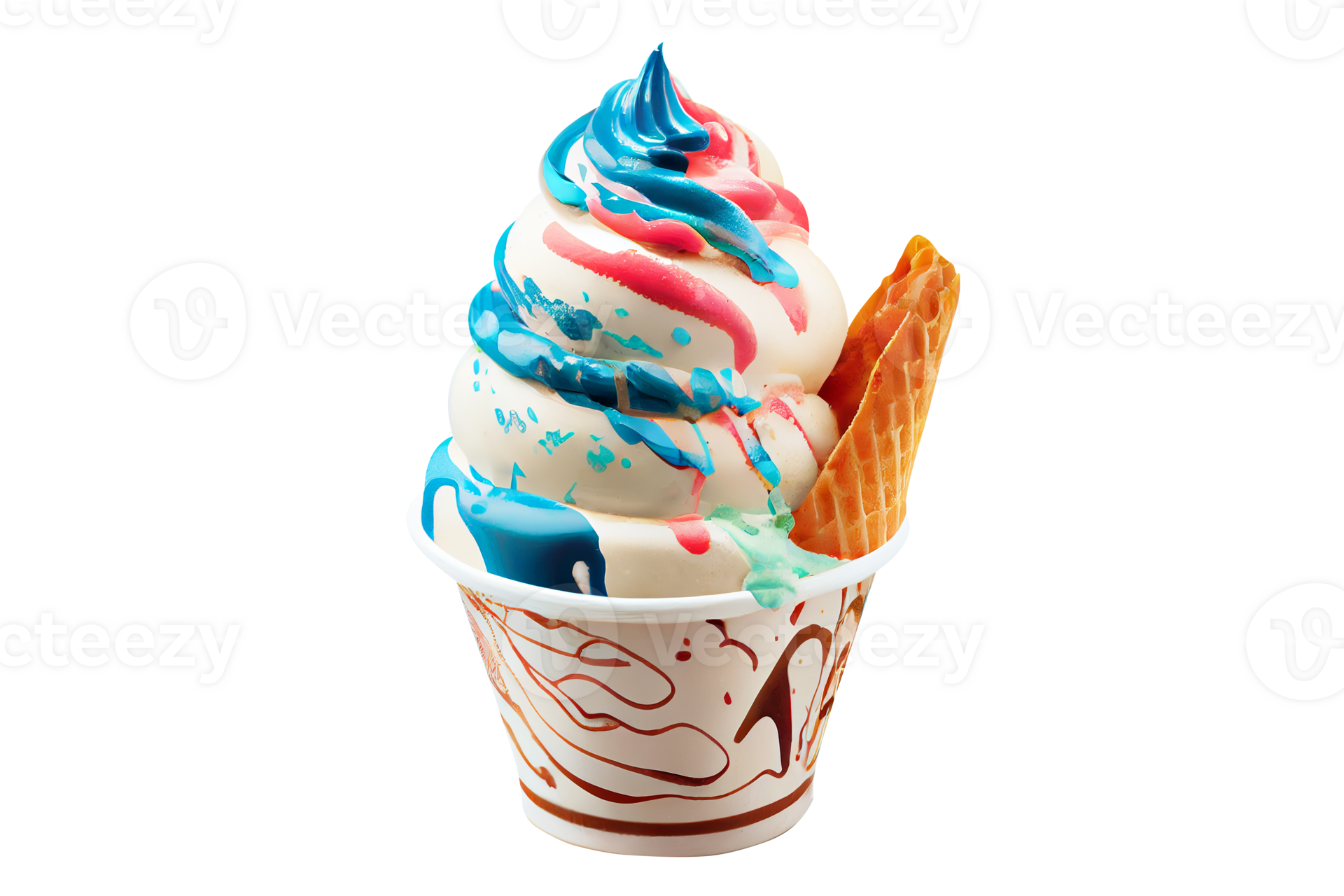 Tasty colorful ice cream cup with syrups and fruits on transparent background 24108753 PNG