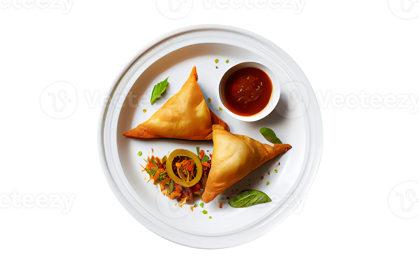 Crispy fried samosa isolated on transparent background png