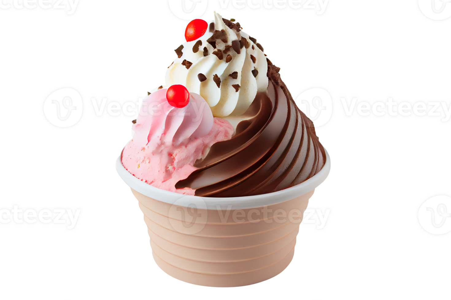 Tasty colorful ice cream cup with syrups and fruits on transparent background 24108778 PNG