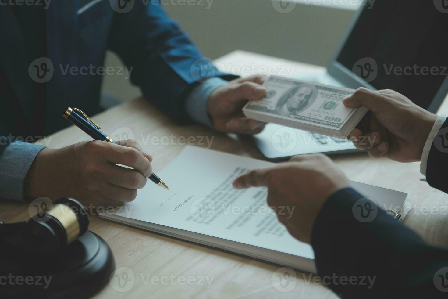 Customer service good cooperation, Consultation between a Businessman and Male lawyer or judge consult having team meeting with client, Law and Legal services concept. photo