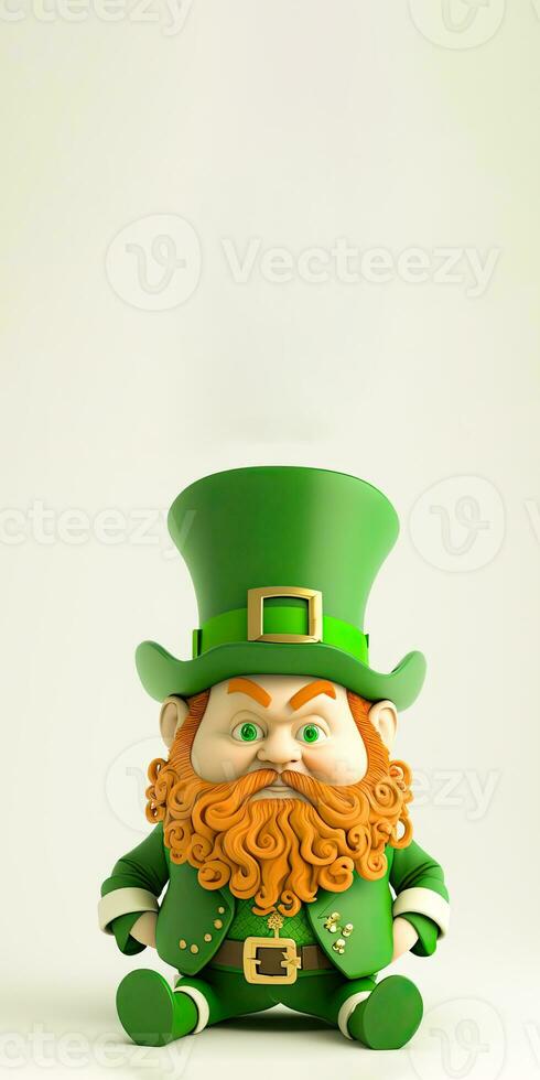 3D Render of Leprechaun Man Sitting On Pastel Green Background. St. Patrick's Day Concept. photo