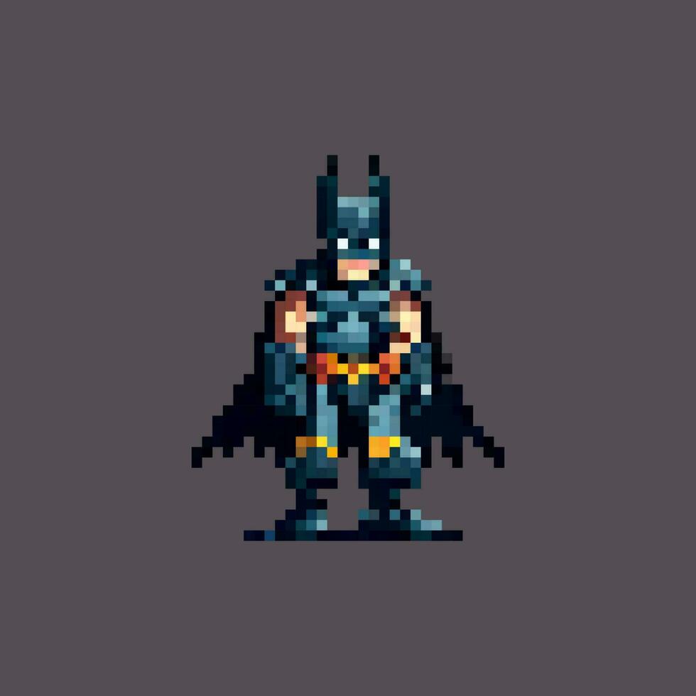 Pixel art of a superhero. Vector illustration in a flat style