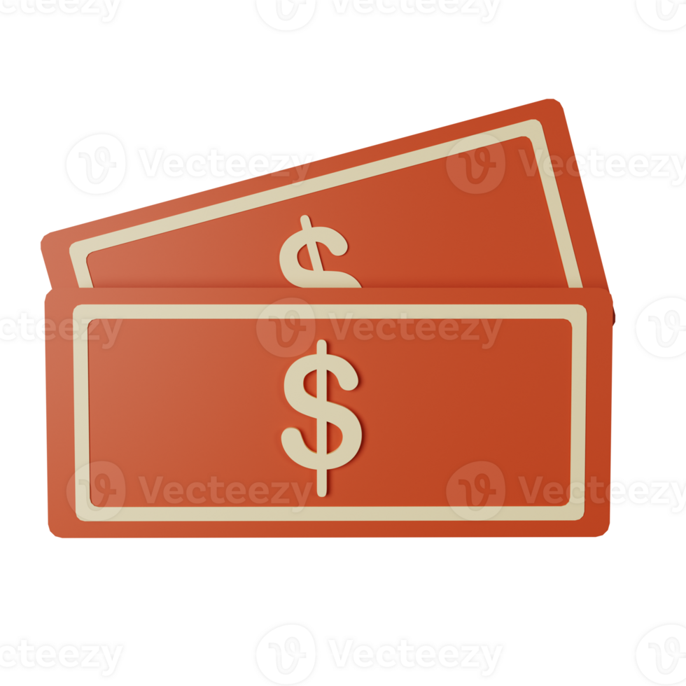 3d icon money isolated on transparent background png