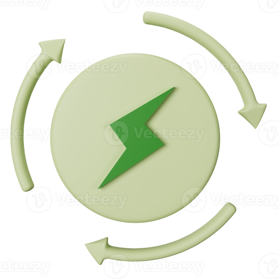 3d icon rewenable energy isolated on transparent background png