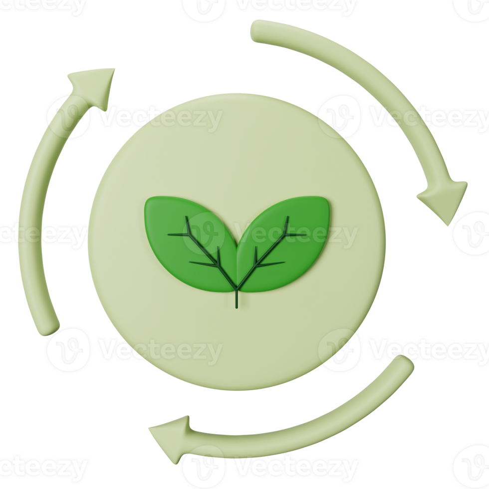 3d icon green energy isolated on transparent background png