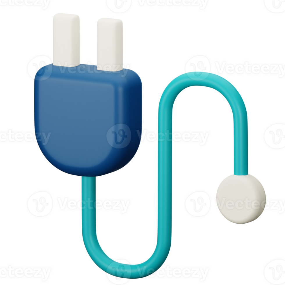 3d icon plug isolated on transparent background png