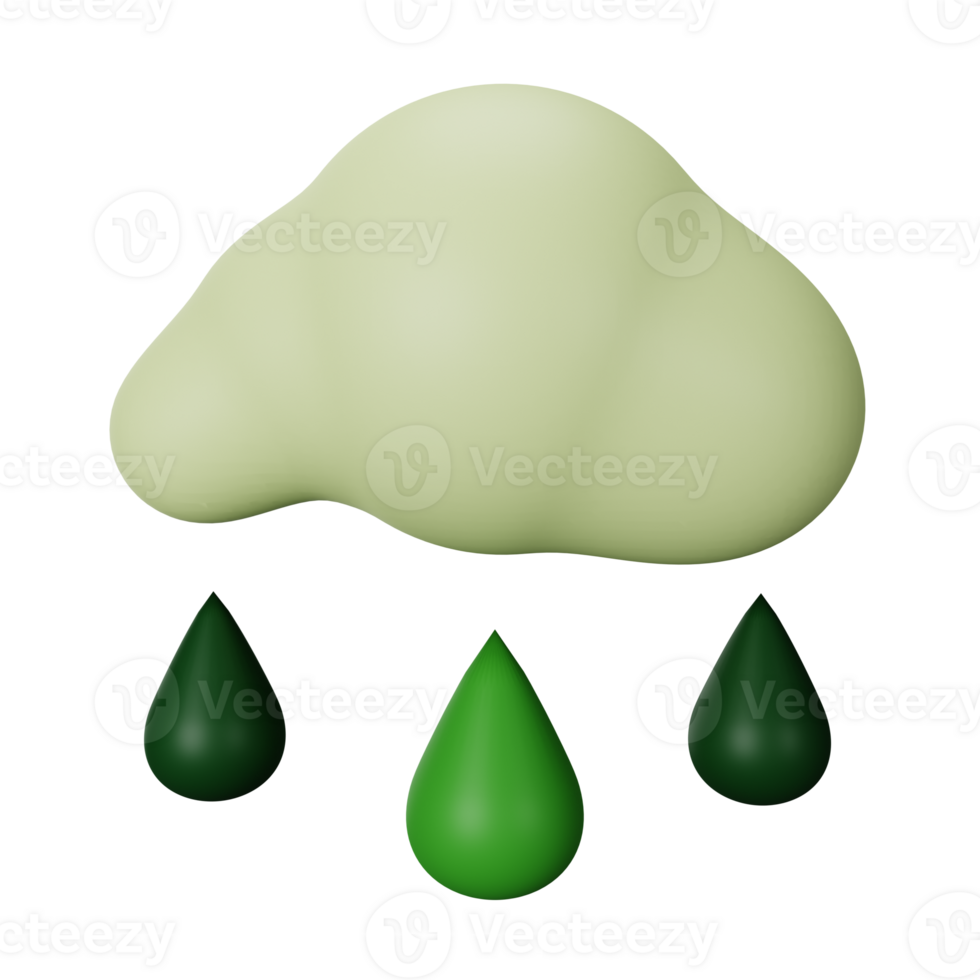 3d icon rainy isolated on transparent background png