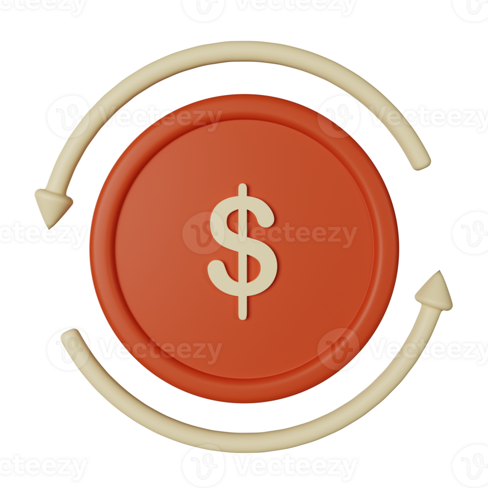 3d icon cash back isolated on transparent background png
