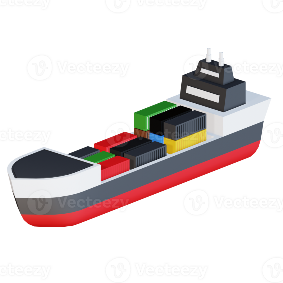 3d icône cargaison navire isolé sur transparent Contexte png