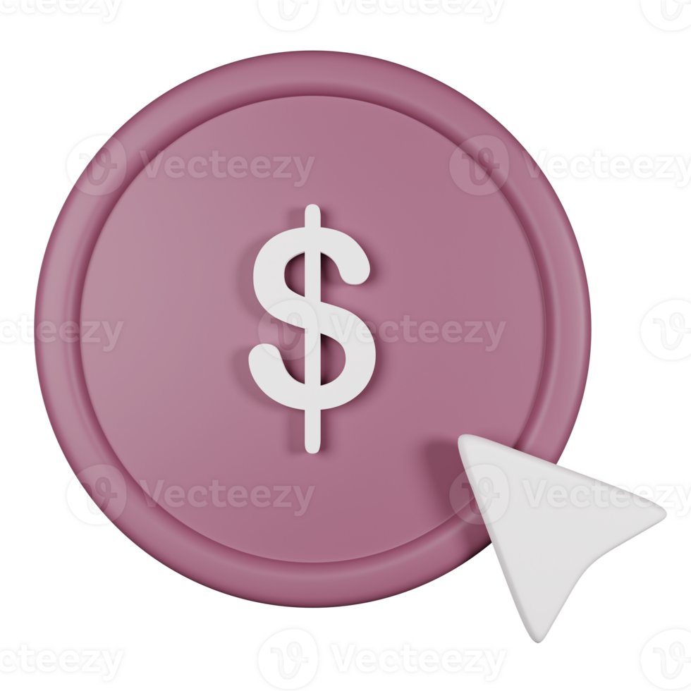 3d icon pay per click isolated on transparent background png