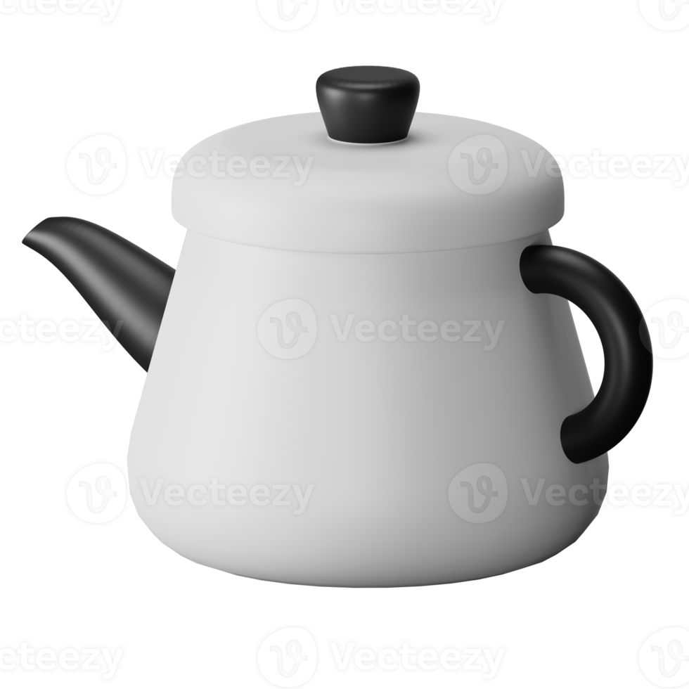 3d icon kettle isolated on transparent background png