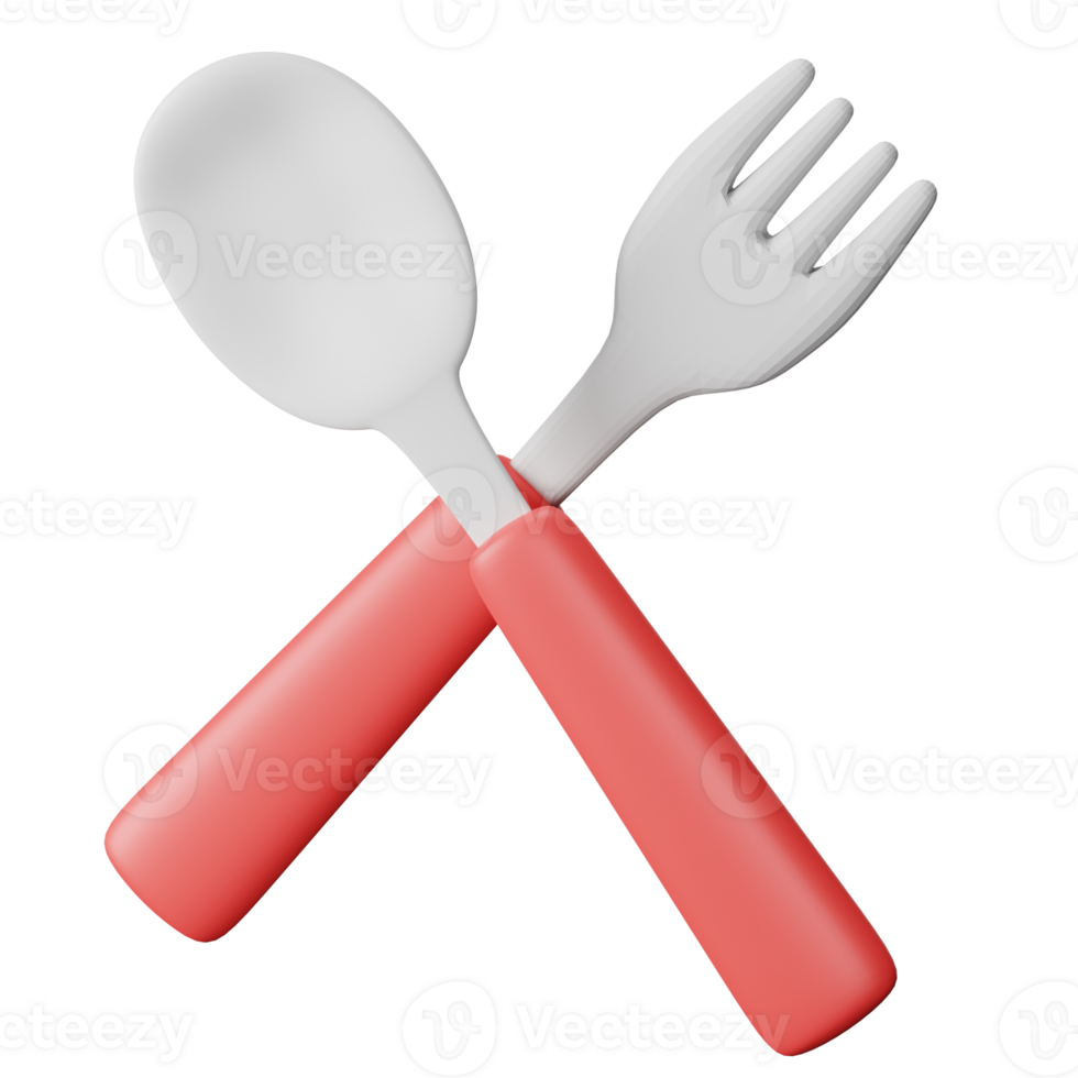 3d icon cutlery isolated on transparent background png