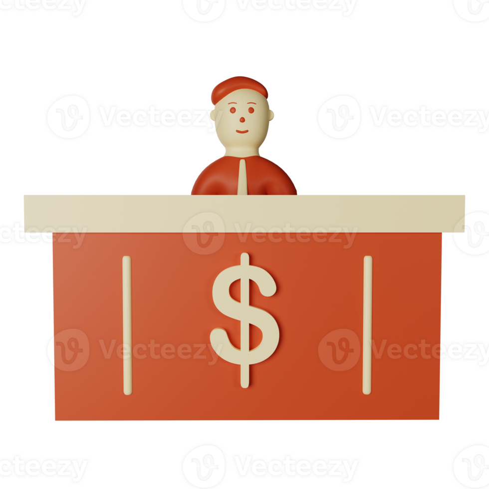 3d icon teller isolated on transparent background png