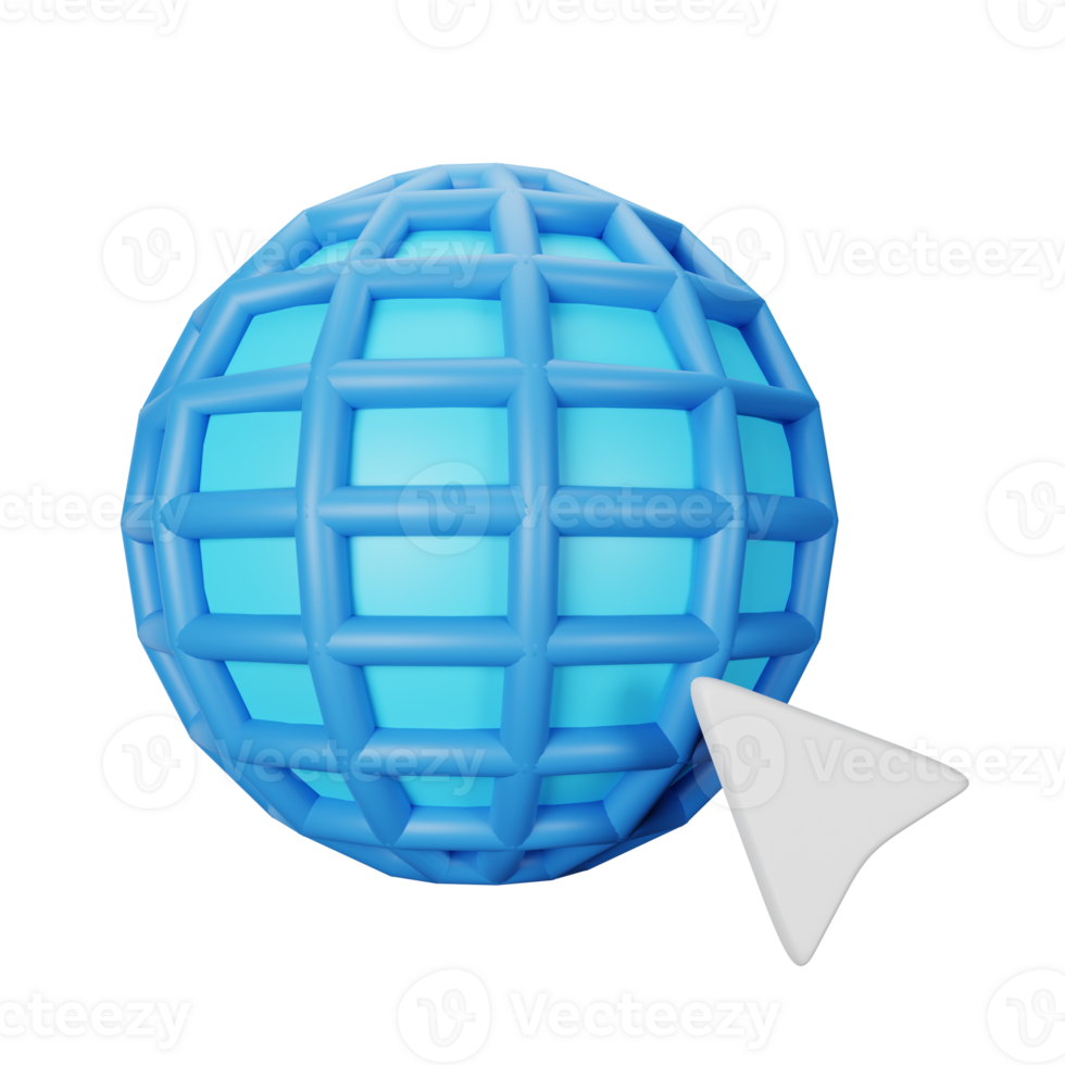 3d icon web browser isolated on transparent background png